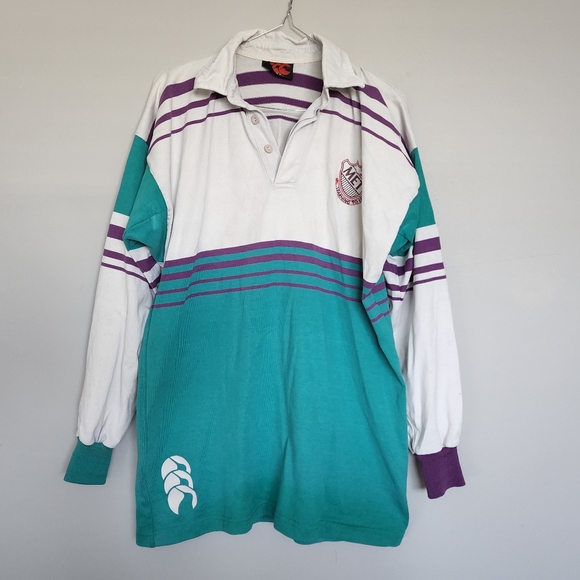 School Shirt Vintage Retro Mens Aqua Green Purple Stripe Longsleeve Sweatshirt - Picture 2 of 4